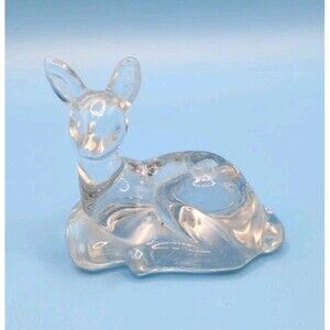 Mini Taper Candle Holder Biedermann Adorable Doe Baby Fawn Deer Glass Figurine